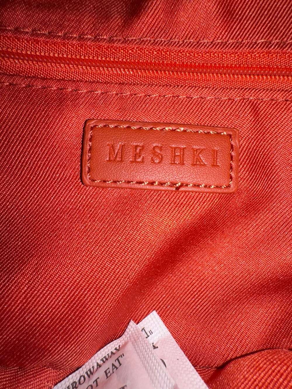 Meshki Alayna Curved Shoulder Handbag Sleek Sculpture Crescent-Shaped Spice Red - Picture 7 of 9